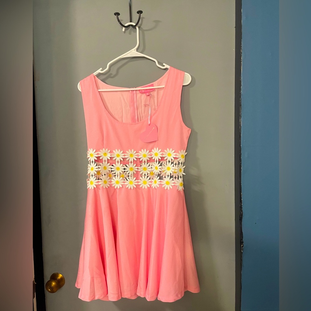 Bubblegum pink mini sundress with daisy cutout details by Sugar Thrillz